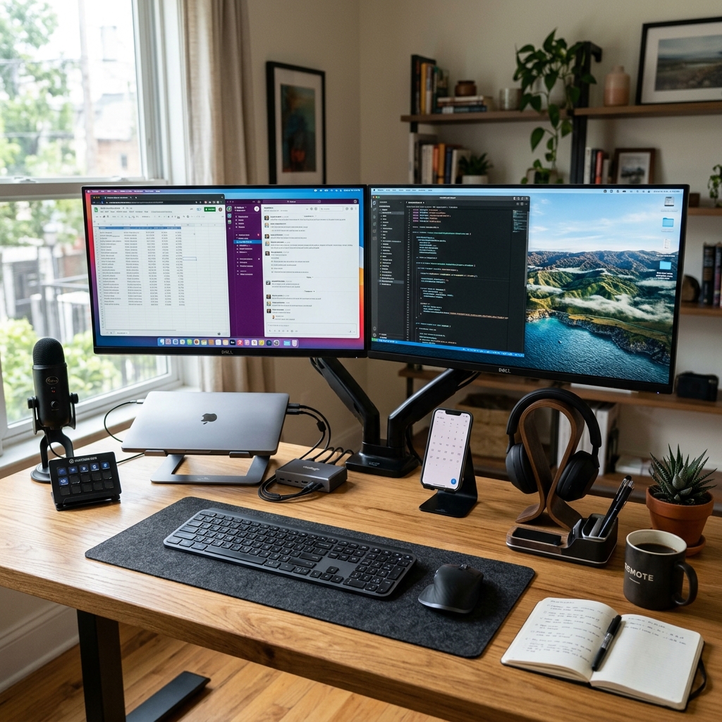 Professional dual-monitor home office